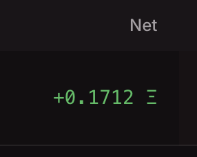 A digital display showing "Net" with a green value of "+0.1712" on a black background.