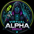 A hooded figure with glowing eyes holds a glowing green orb like a crystal ball, symbolizing a mystic retail trader. Text reads "VIRTUAL ALPHA GROUP" with "BY 9" below, portraying the prophetic rise of a leader destined to guide retail traders to success.