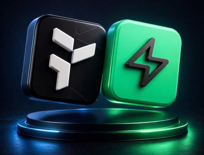 The image features two 3D-rendered icons - a black square with a lightning bolt symbol and a green square with a lightning bolt symbol. The icons are floating in midair against a dark background, creating an interesting visual effect. The text "Focus on what is in the image" suggests that viewers should concentrate on the details of the icons rather than getting distracted by unrelated elements.