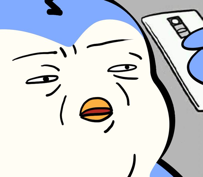 A cartoon illustration of a white duck-like character with a bored, tired expression, half-closed eyes, and an orange beak, positioned next to what appears to be a remote control.