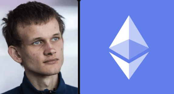 The image shows Vitalik Buterin, Ethereum's co-founder, pictured alongside the Ethereum (ETH) logo, visually representing his role in shaping the blockchain's evolution into a cryptographic world computer focused on ZK proofs and quantum safety.