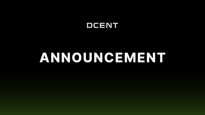 The image displays a stark black background with "DCENT" at the top and "ANNOUNCEMENT" in large bold white letters beneath it, serving as a formal alert header.

Given the accompanying safety-focused message about checking setups, this announcement likely serves as a warning or important notice from DCENT (a known cryptocurrency hardware wallet brand), urging users to verify their security configurations and protect their assets.