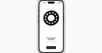 A smartphone screen displays the Polkadot logo with the text "Every market, one pulse" and a button labeled "Open the App."