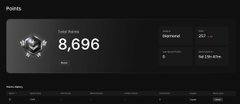 A dark Xbox dashboard profile screen showing a Gamerscore of 8,696 points.