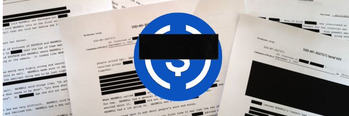 The image features a collection of documents scattered across a table or desk with a large blue circle containing a dollar sign symbol at its center. The text "$████" appears to be related to a political issue, possibly involving corruption within the United States government. The documents include a letter and a page from a book titled "The Epstein Files," which is about the case of Epstein, a former American journalist who was charged with multiple counts of sex crimes against children. The post seems to be discussing this case in detail, suggesting that it's related to the Epstein Files or a similar political issue.