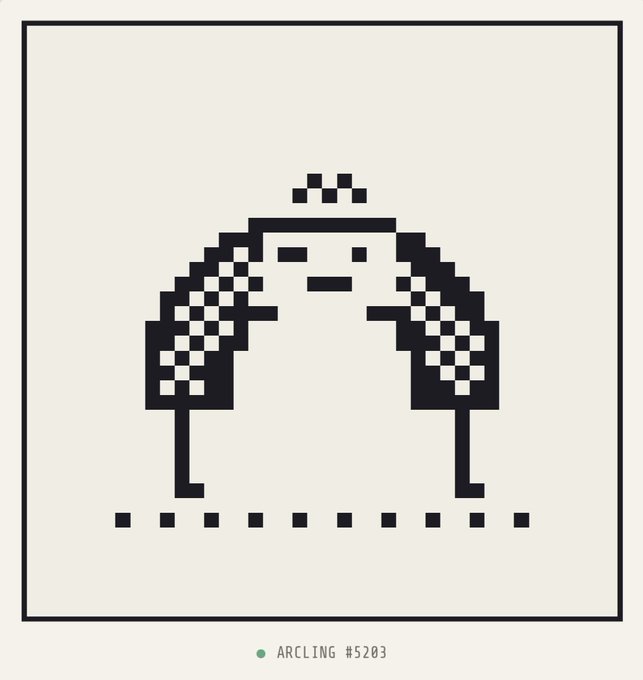 Pixel art illustration of a character with a mustache and checkered jacket labeled "ARCLING #5203."
