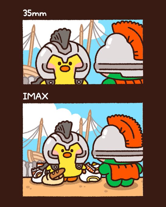 A “35mm” close-up of two characters expands into a wider “IMAX” scene, revealing treasure and accessories at their feet. The visual suggests that using the right perspective—or “right lens”—uncovers more possibilities, tying into the post’s message about $MINI bringing the goodies rather than remaining stuck in the past.