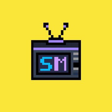 The image features a cartoon-style television set with the letters "S" and "M" displayed prominently above the TV's antennae, which are black. The background of the image is yellow, providing a contrast that makes the colors of the television stand out. Below the television set, there is text in white that reads: "Sui at 5 Sui at ?". This text appears to be part of a post or caption related to the image.