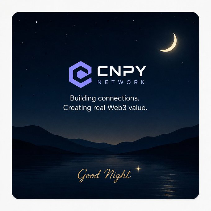 The image features a night sky with stars and a moon, along with text promoting CNPY Network's Web3 project. The focus of the image seems to be on the idea behind the project rather than the actual content being displayed.