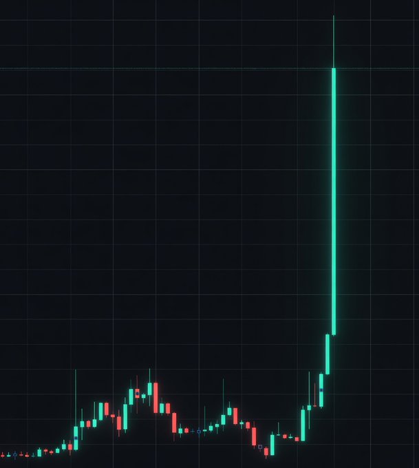 A candlestick chart displays Bitcoin's price action, showing a prolonged sideways consolidation in the $50k–$60k range followed by a sharp vertical rally to roughly $86k, visually reinforcing the post's claim that Bitcoin is unlikely to revisit the $60k level after its breakout.