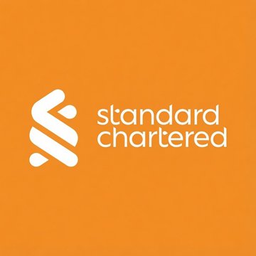 The orange and white logo for Standard Chartered bank, featuring a stylized 'S' symbol.