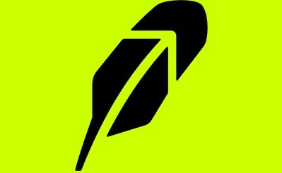 A black feather icon on a neon yellow-green background, which appears to be the Robinhood logo, complements the post's announcement about Robinhood launching its own blockchain called "Robinhood Chain."