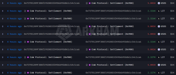 A series of on-chain transactions logs showing repeated swaps of $LIT tokens with wallet address 0x73781209...1ca6, illustrating the whale's accumulation activity referenced in the post.
