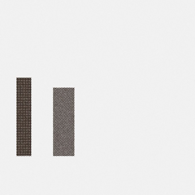 A minimalist abstract artwork featuring two vertical textured rectangles, one taller and darker than the other, on a plain white background.