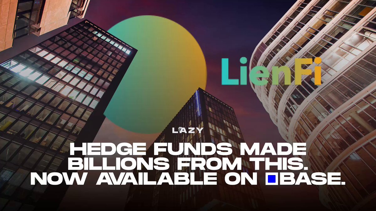 The image features a city skyline with tall buildings, including one that has the word "LFI" written on it. Below this building, there's an advertisement for hedge funds made from this project. The text of the ad reads, "Focus on what is in the image and how it relates to the post".