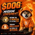 A promotional graphic for 'SOOG MISSION STATEMENT' featuring a Shiba Inu dog in an orange astronaut suit, with text about staking SOOG and 42 million SOOG distribution.