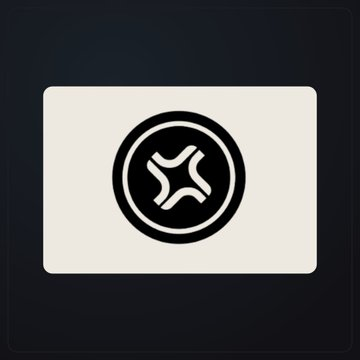 A minimalist black-and-white logo featuring a stylized 'X' within a circle on a dark background.