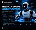 A dark promotional graphic titled 'THE DATA ENGINE COMPOUNDS' featuring an astronaut figure alongside bullet points of text.
