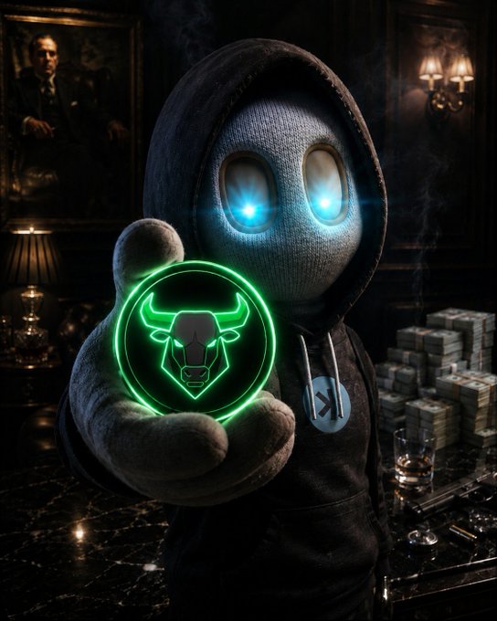 A hooded mascot character with glowing blue eyes holds a neon green Bulls (Chicago Bulls) logo, surrounded by stacks of cash and luxury decor in the background.

The image ties into the post's promotional giveaway, where the user claims to be sending $SOL to followers to buy the $ANSEM token—using the bullish mascot and money stacks to visually hype the "bullish" crypto drop.