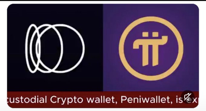 The image features the Pi Network logo alongside a wallet icon, with partial text reading "custodial Crypto wallet, Peniwallet," announcing Pi's integration into the Peniwallet custodial cryptocurrency wallet platform.