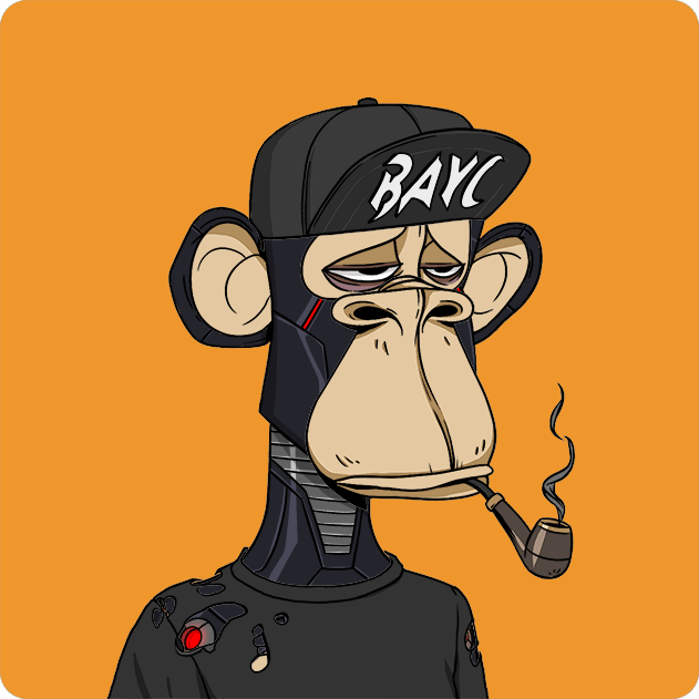 A weary Bored Ape #3146 wearing a "BAYC" cap and smoking a pipe is featured against an orange background, matching the NFT collectible from the Bored Ape Yacht Club collection referenced in the post.