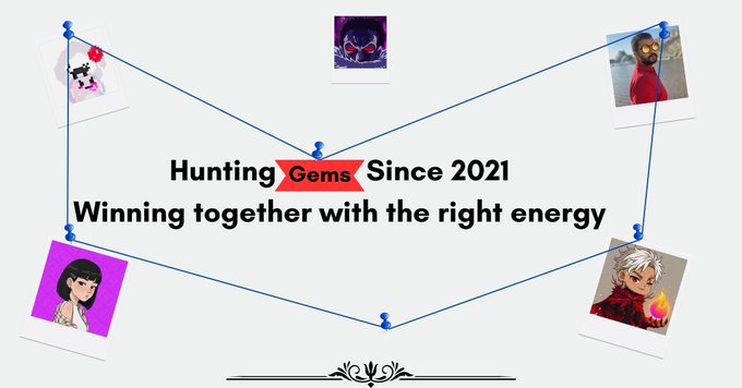 The image features a poster with a grid of photos, each containing a different person's face. The text "Hunting Gems Since 2021" is written above the grid, indicating that this is an advertisement for a company named Hunting Gems. The poster also includes a quote from the company about their mission and values.