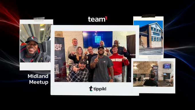 A collage titled 'team¹' showing photos from a 'Midland Meetup', featuring groups of people and the 'tippikli' logo.
