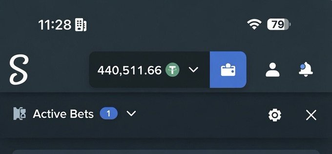 The image shows a Stake.com screenshot displaying an account balance of 440,511.66 Tether (₮) with "1 Active Bet" listed. The post appears to be inviting Stake users to share their usernames for a potential tip, with the image highlighting a substantial account balance as an example of successful play on the platform.