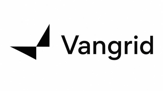 The black Vangrid company logo with its geometric arrow-like symbol on a white background.