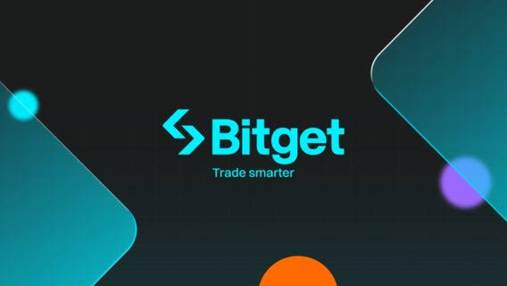 A Bitget logo graphic with the tagline 'Trade smarter' displayed against a dark background with colorful geometric shapes.