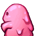 A pink, cartoonish, blob-like creature with a sweating, downward gaze is depicted, humorously conveying a sense of stress or anxiety that mirrors the high-risk, high-reward narrative of the crypto post, which highlights an AI-selected meme coin trade that turned $392 into $17.8K.