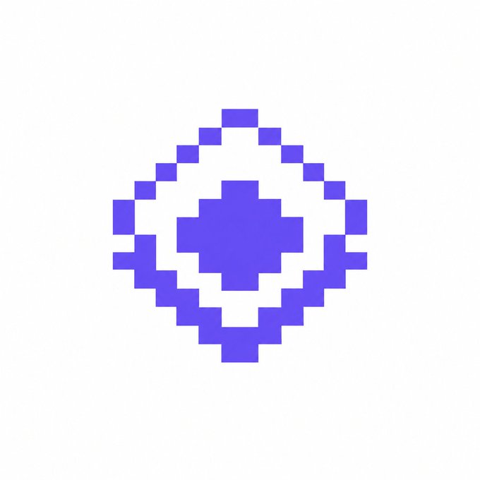 A purple pixelated diamond-shaped icon on a white background.