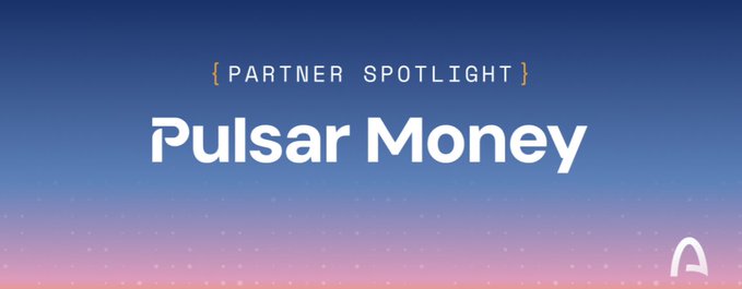 A "Partner Spotlight" graphic featuring the text "Pulsar Money" against a blue-to-pink gradient background, promoting the announcement that Pulsar Money will be available in Korea.