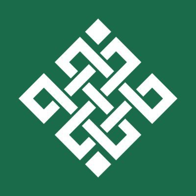 A green square logo featuring a white geometric Celtic-style interwoven knot design.