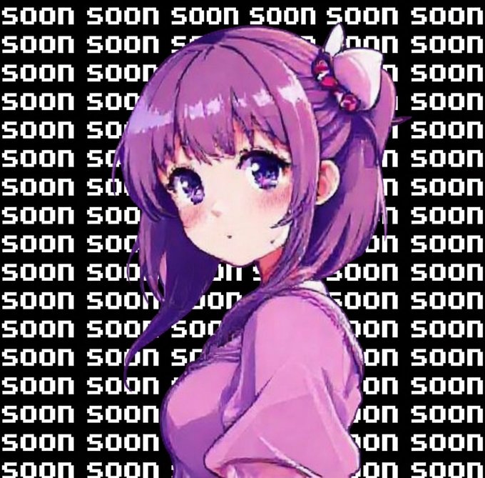 The image features an anime character with purple hair, dressed in a pink shirt or blouse, standing against a black background. The character's face is partially visible, adding depth to the scene. In the top left corner of the image, there are words that read "soon", which could be interpreted as a countdown timer for something significant happening soon. The text "It'll soon be a year since @inkfndhq announced $INK I think we're in for something BIG" is also present, suggesting an upcoming event or milestone related to the character's story.