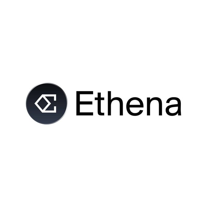 The image displays the Ethena logo, featuring a black circular emblem with a geometric "E" symbol next to the word "Ethena" in bold black text. This branding is associated with the recent announcement that the Ethena Foundation has proposed allocating 95% of net protocol revenue toward ENA buybacks once the USDe stablecoin supply reaches $7.5 billion.
