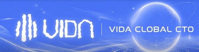 A blue banner displaying the "VIDA | VIDA GLOBAL CTO" logo with a stylized 'V' design on the left and a translucent globe graphic on the right.