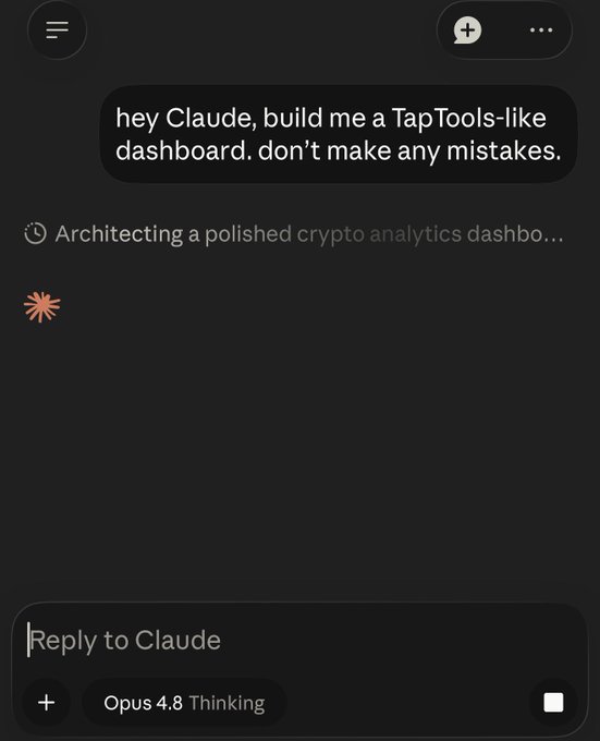 The image shows a phone screen with a text message containing an analog of the expression "Don't worry Cardano, I've got you!" which is being sent by a user named Clude.