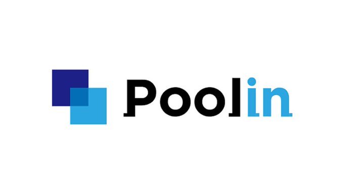 The image displays the "Poolin" logo with two overlapping squares. This is relevant to the news that one of the world's largest Bitcoin mining pools, Poolin, has filed for Chapter 11 bankruptcy.