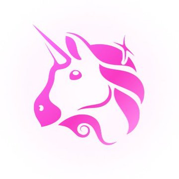 A stylized pink unicorn head illustration, serving as the recognizable logo for Uniswap. The image visually represents the Uniswap brand referenced in the post about its $3 billion in Robinhood stock token trading volume.