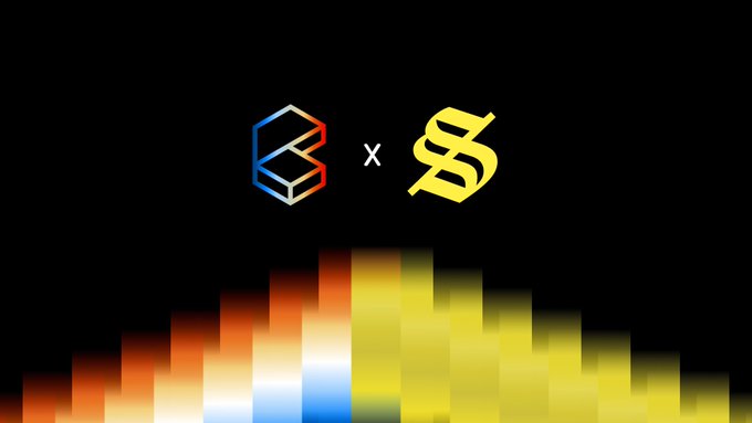 The image features a black background with two logos, one yellow and one blue, positioned side by side. The text "ALL IN ON TCG!" is displayed below the logos, indicating that this event is related to the music streaming platform, Tcg (Tune in at 11am ET as @bassbuddha and @TuomHolmberg go live with the Solflare team to discuss the market and rip some packs). The image also contains a watermark for "solflare.com".