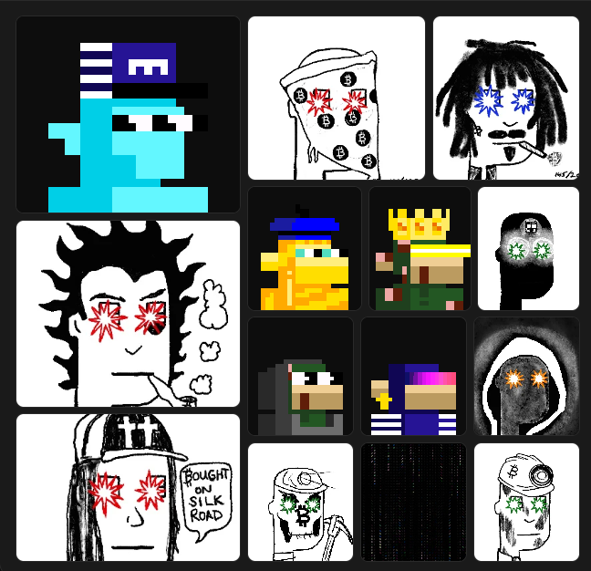The image features a collection of twelve different cartoon faces, each with unique characteristics such as eye color or facial expressions. Some of these faces appear to be wearing glasses, while others have red eyes. The faces are arranged in four rows of three, creating a grid-like pattern that allows for easy comparison and contrast between the various characters. The post about ordinals rising again is unrelated to this image and does not provide any context or relevance to the content displayed.