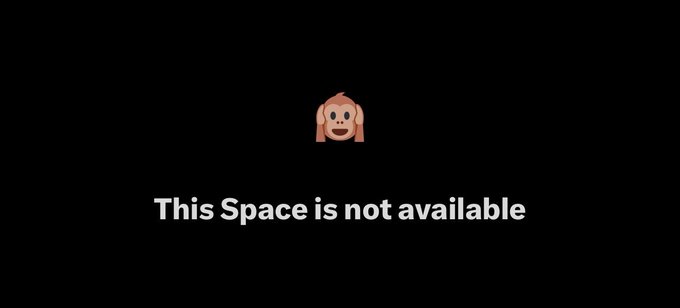 The image displays a sad-looking monkey emoji on a black background with the text "This Space is not available" written below it, which humorously reflects the post's jab at @Apex_589 being unable to host a Twitter Space—ironically connecting to the callout about needing a "controlled narrative and stage" while promoting $FUZZY and $BEAR.