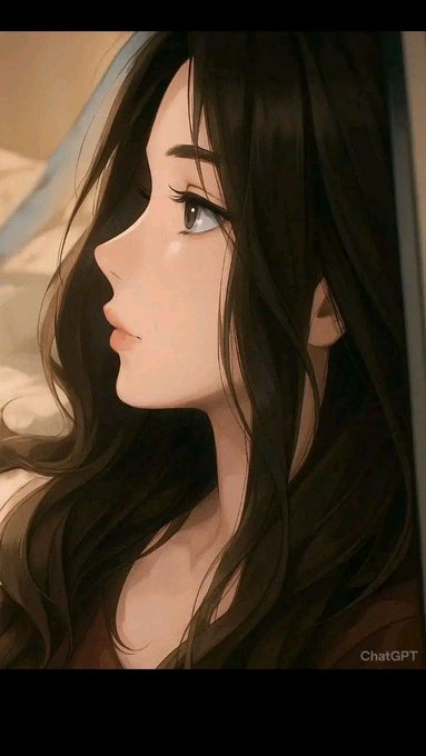An anime-style illustration of a woman with long dark hair looking to the side, with a 'ChatGPT' watermark in the bottom right corner.