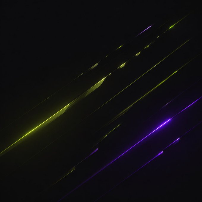 Abstract digital artwork featuring diagonal streaks of yellow and purple light against a black background.