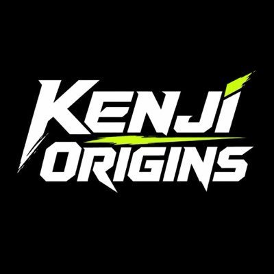 A logo graphic for 'KENJI ORIGINS' displayed in white and green stylized text on a black background.