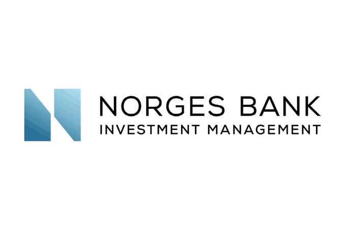 The image displays the Norges Bank Investment Management logo, featuring a stylized blue "N" emblem alongside the text "NORGES BANK INVESTMENT MANAGEMENT," representing the institution that disclosed an $88M stake in BitMine ($BMNR) as mentioned in the accompanying post about sovereign wealth funds accumulating $ETH.