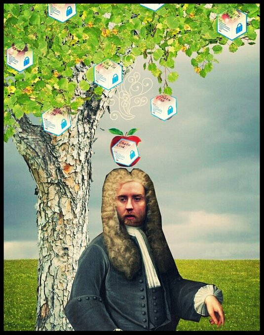 An artistic collage shows a man in traditional 18th-century judicial wig and attire sitting under a tree with digital 'Chatti' lock icons hanging from the branches.