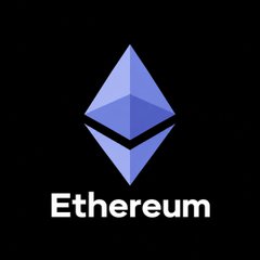 The Ethereum logo and the word “Ethereum” appear centered on a black background.