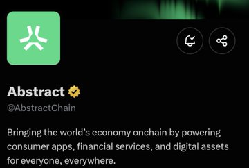 An Abstract (@AbstractChain) social media profile page with the description 'Bringing the world's economy onchain by powering consumer apps, financial services, and digital assets for everyone, everywhere.'
